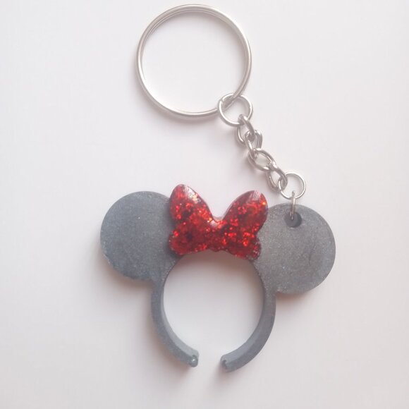 Red Glitter Bow Keychain - Picture 1 of 3